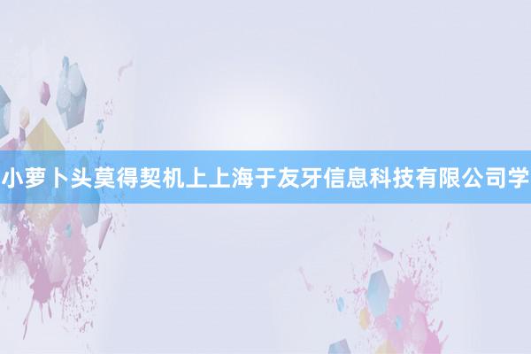 小萝卜头莫得契机上上海于友牙信息科技有限公司学